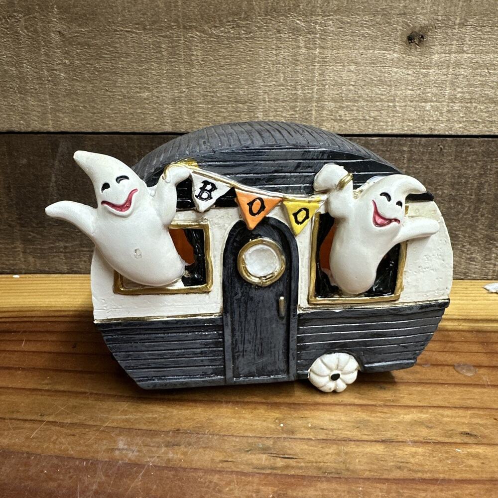 Halloween Lighted Ghost Welcome Camper “BOO” Pumpkin Hollow
